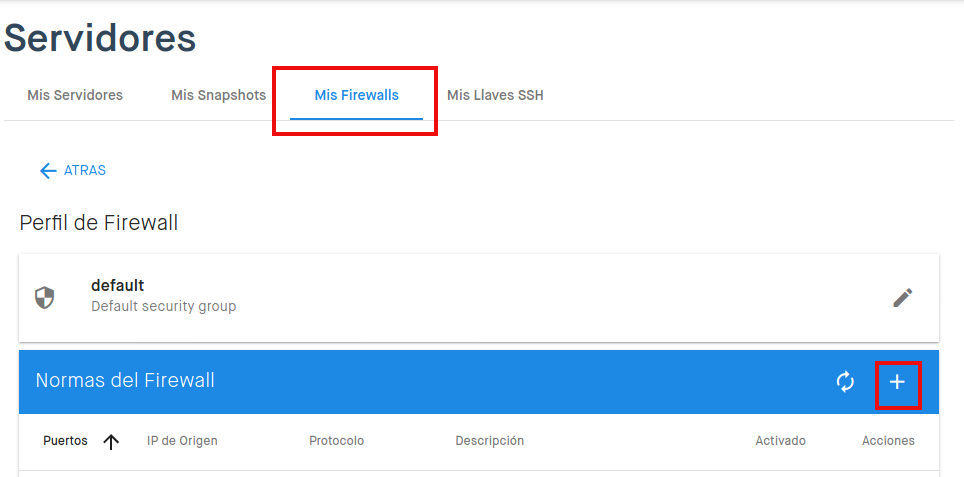 Crear reglas de firewall en clouding.io para MySql