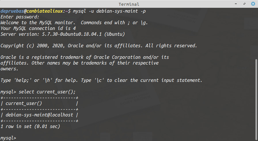 Cambiar el password de root del MySql