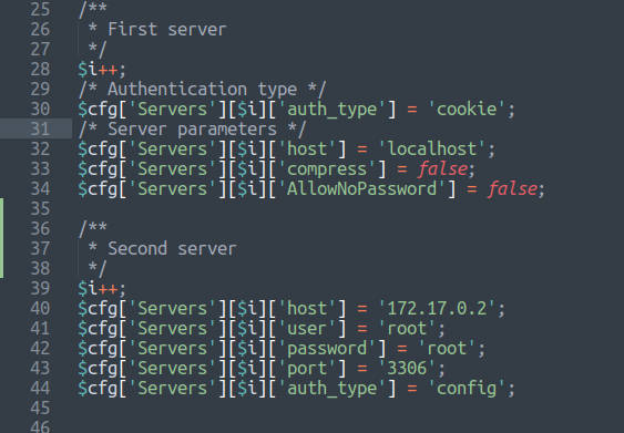 phpMyAdmin - configuración de varios servidores