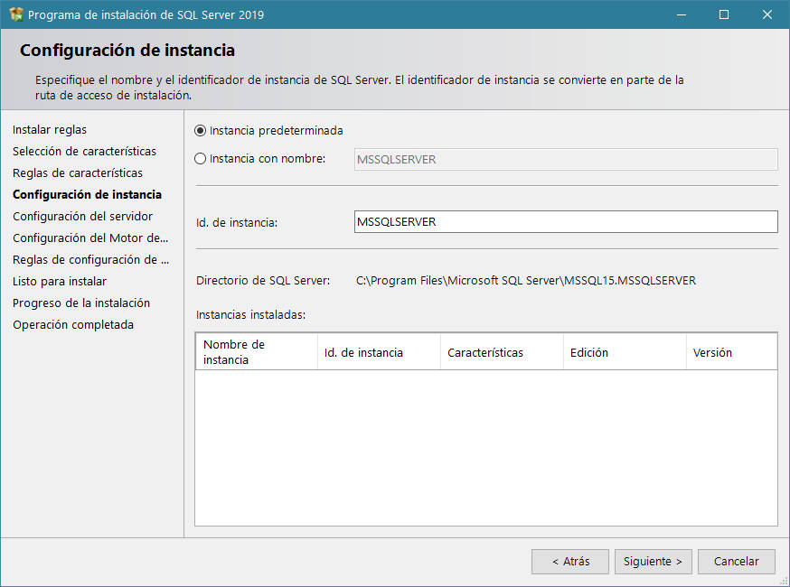 Instalación de SQL Server - Configuración de la instancia para SQL Server